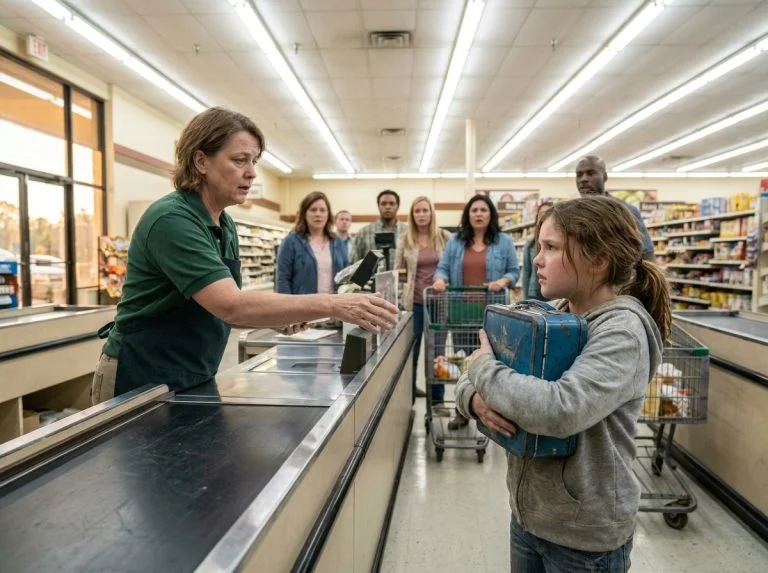 The Cashier Snatched the Little Girl’s Lunchbox – Then an Old Photograph Fell Out and Changed Everything