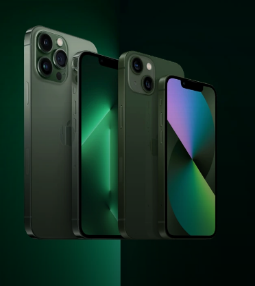 This image shows the iPhone 13 pro in alpine green color.